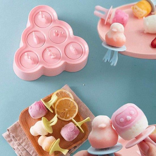 Herbruikbare siliconen mini ijsvorm voor sorbet en yoghurt, roze