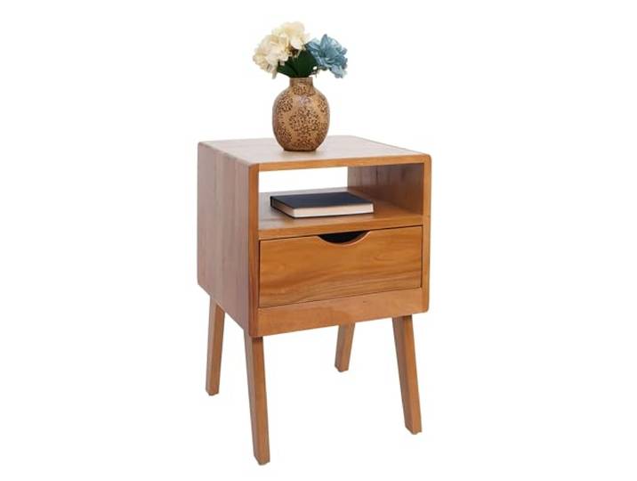 Mendler Nachttisch HWC-P16 Schublade Fach 64x42x40cm - naturfarben Kommode, Beistelltisch, Nachtschrank, Schrank