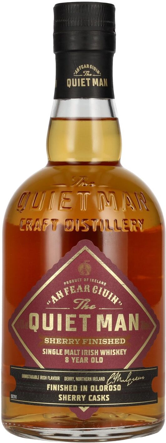 The Quiet Man Irish Whiskey The Quiet Man AN FEAR CIUIN 8 Year Old SHERRY CASK Single Malt Irish Whiskey 43% Vol. 0,7l