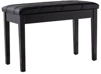 Costway Solid Wood PU Leather Piano Double Duet Keyboard Bench-Black