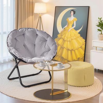 Javlergo Set of 1/2 Foldable Living Room Moon Chair 31.5 Inch Breathable with Black Frame Foldable Chair for Indoor Outdoor