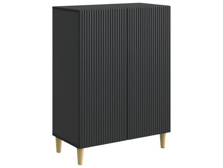 KPOTUERTU Sideboard Schwarz 66 x 34,5 x 90 cm Holzwerkstoff Vintage-Stil, konische Beine, Brettregale, 90°-Pendeltür, Holzwerkstoff, pflegeleicht