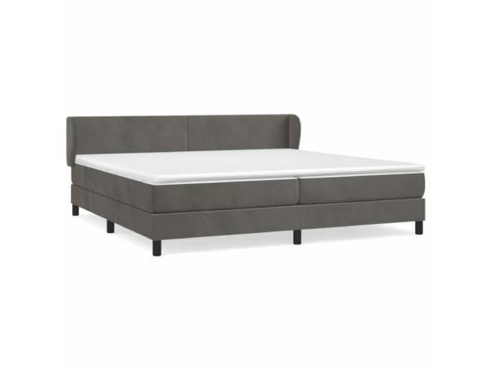 PUGYNBK Boxspringbett aus Samt, Dunkelgrau, 200 x 200 cm Verstellbares Kopfteil, Taschenfedern, mittlere Härte, atmungsaktiver Schutz