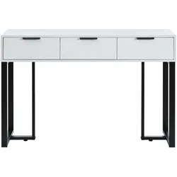 KONSOLENTISCH mdf in weiß & schwarz mit metallgestell, 3 schubladen & verstellbare fußpolster