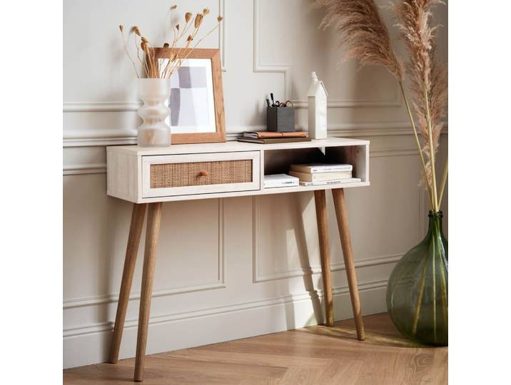 Console en cannage blanche