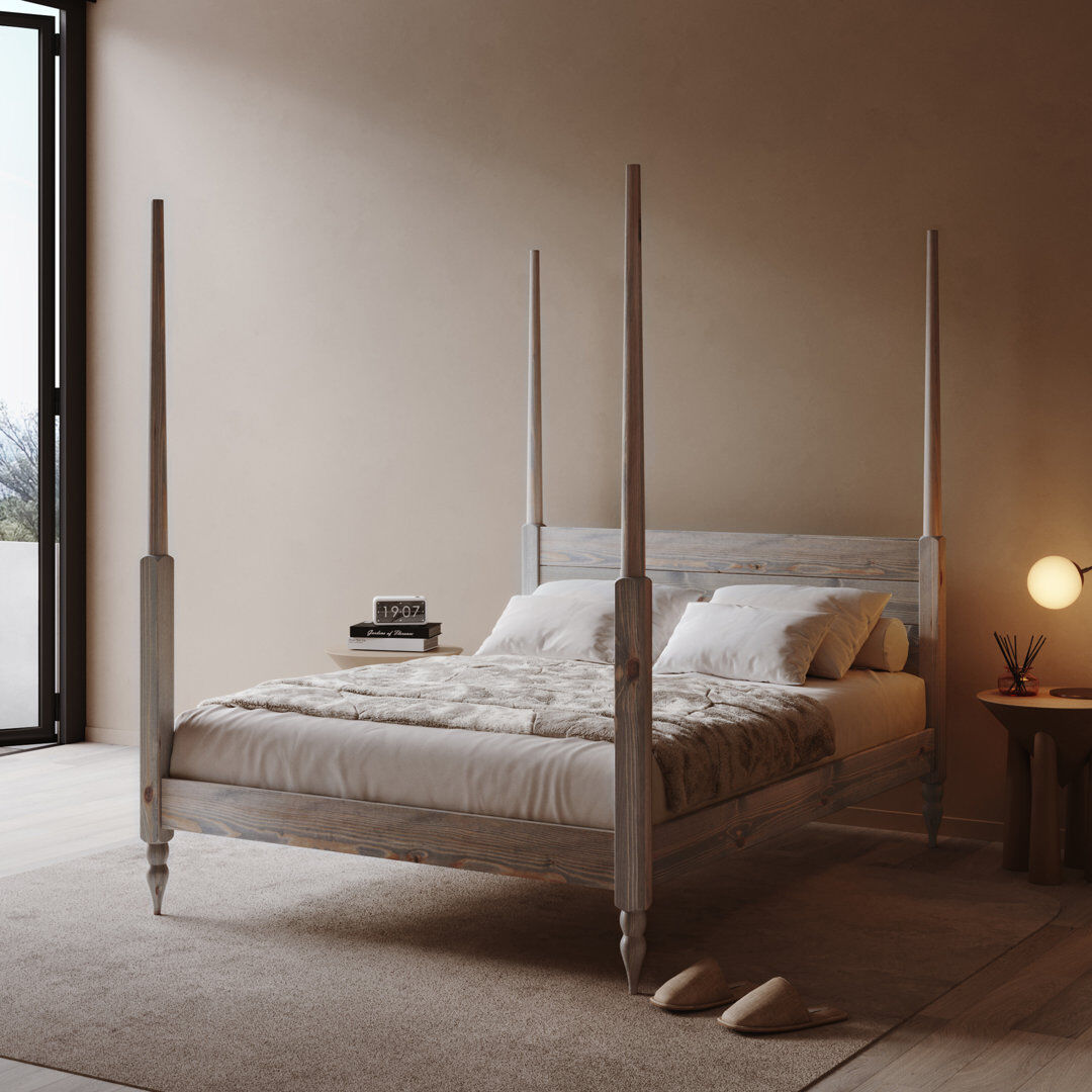 Three Posts Thorndale Solid Wood Bed Grey Wood Single (3')