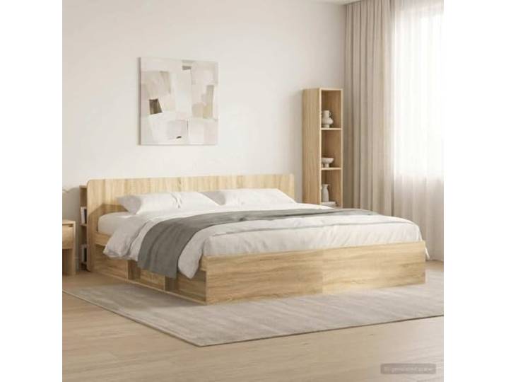 RJPLMFV Kopfteil für Bett, Eiche Sonoma, Holz Integrierte Aufbewahrung, Wandbefestigung inklusive, einfache Reinigung, vielseitig einsetzbar
