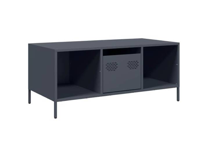 LKJephalotrope Couchtisch Anthrazit 101,5x50x43,5 cm Kaltgewalzter Stahl Industrie Beistelltisch fürs Wohnzimmer mit Schublade und zwei Fächern. Verstellbare Beine sorgen für festen Stand.