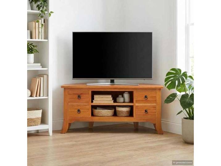 Cabinet rangement Marron - Meuble TV - Naturel 100x40 5x46 cm Bois de Mahogany Massif A15151