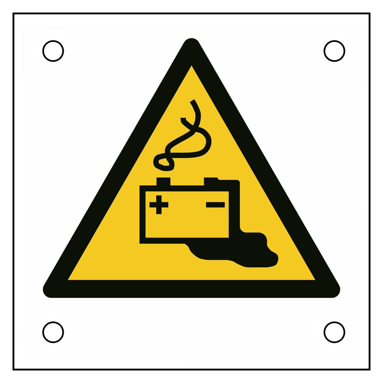 Brady ISO-Sicherheitsschild - Warnung vor Gefahren durch Batterien (W/W026/NT/ALU05-50X50-1)