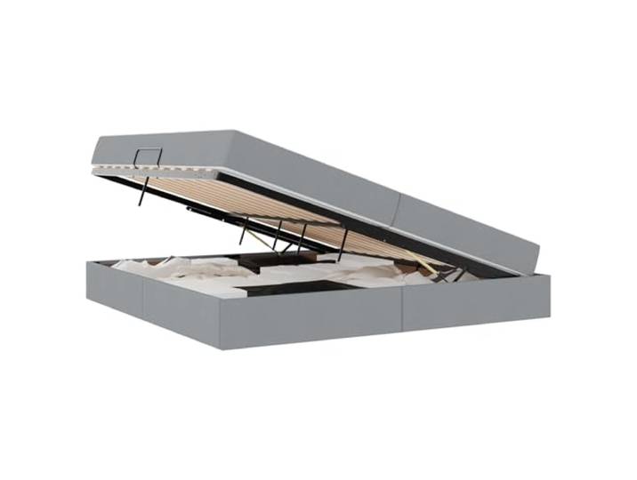 KKgypkn Staubett 200x200 cm mit Matratze Hellgrau, Metallrahmen Bett mit Stauraum, Polyester Bett mit hydraulischem System, mittelfeste Matratze inklusive