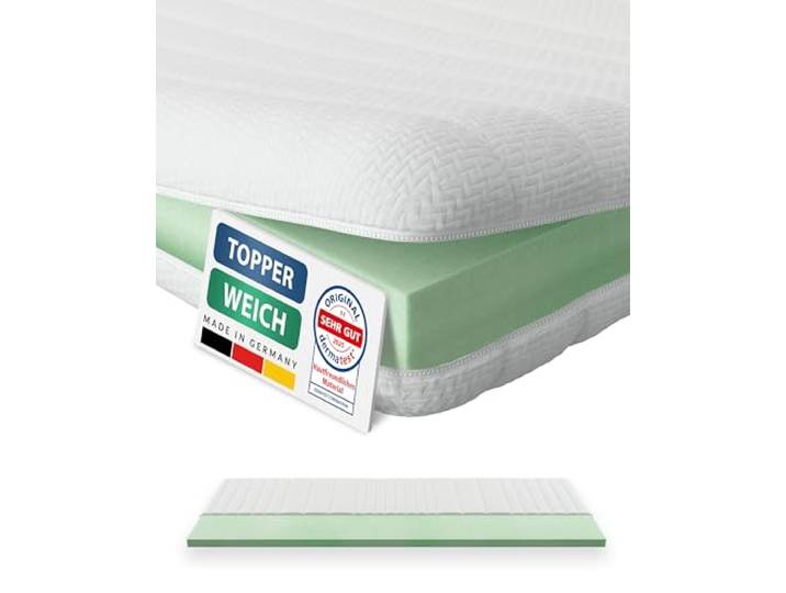 AM Qualitätsmatratzen Topper 150x210cm weich - Made in Germany - Oeko TEX zertifizierter Matratzen Topper 150x210 H2 - Anpassungsfähige & Weiche Matratzenauflage 150x210 mit waschbarem Bezug