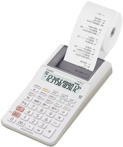 Casio HR-8RCE-WE Druckender Tischrechner Weiß Display (Stellen): 12 batteriebetrieben, netzbetrieben (Optional) (B x H x T) 102
