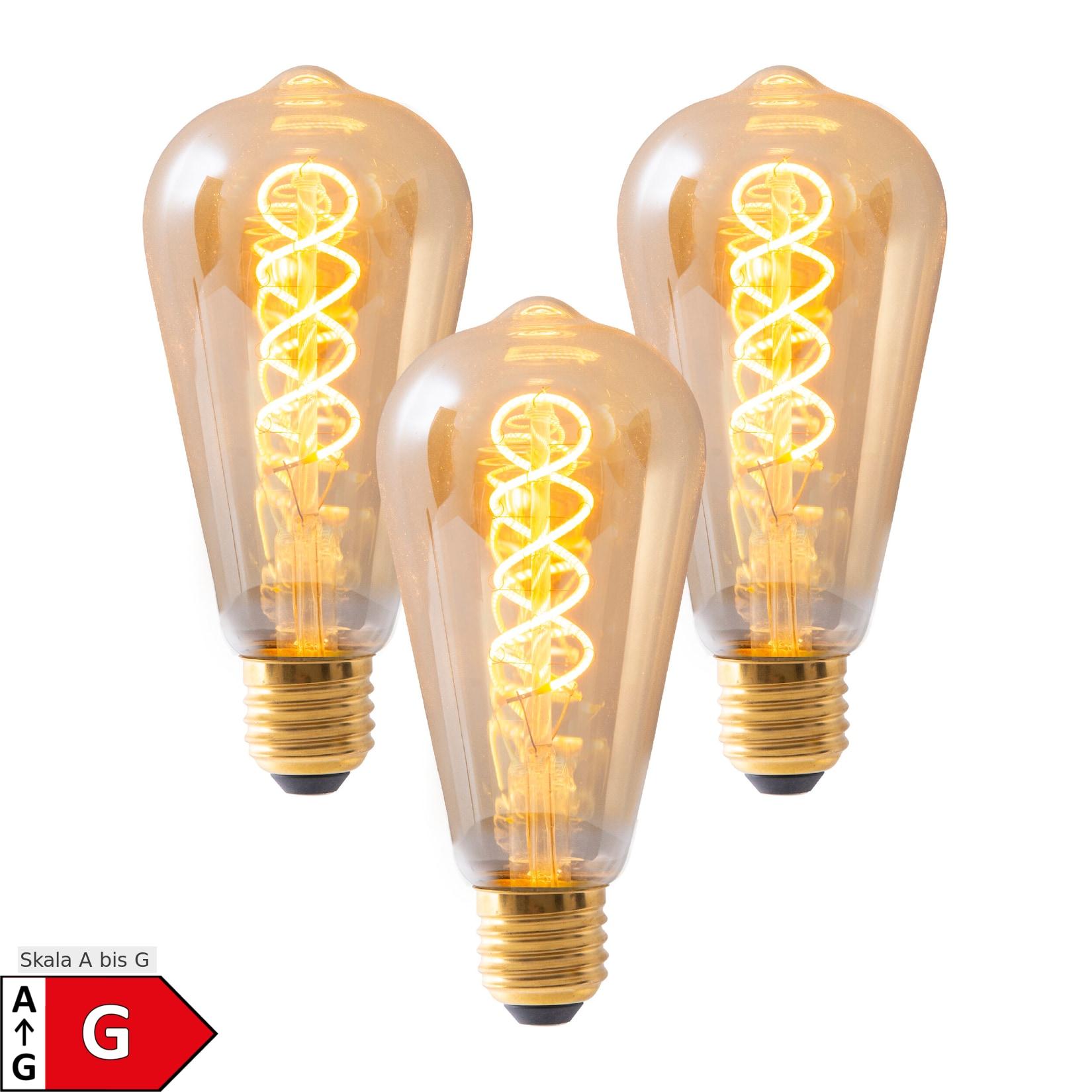 Näve 3er-Set E27 LED Leuchtmittel "DILLY" H: 14,6cm warmweiß