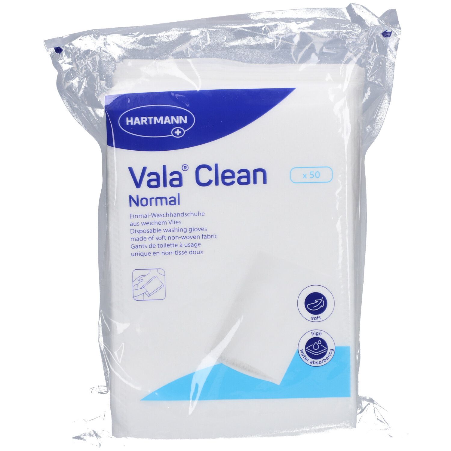 Valaclean Normal Einmal-Waschhandschuhe 50 St Handschuhe