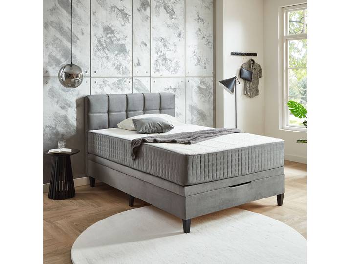 Lit boxspring 140 x 200cm Velours Ferina Gris