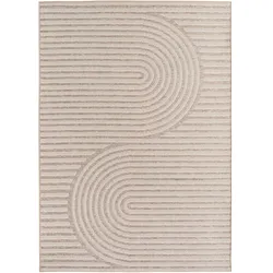 Carpetsale24 Outdoor Teppich Beige 120x170 cm, Wetterfest, ideal für Küche, Balkon, Terrasse, Garten auch Wohnzimmer, Skandinavisches Boho-Design