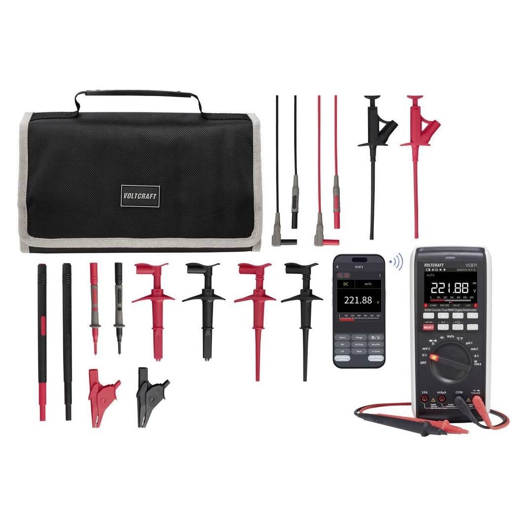 Voltcraft VC-871 Multimeter mit MLSet-100 Messleitungen und Tasche (CAT III 1000V, CAT IV 600V, Hand-Multimeter) (VC-12884335+VC-18652745)