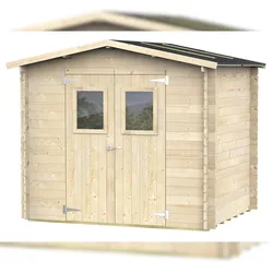 MAESTRO FERRETERO Gartenhaus Bh19 Hobby 248x198 aus naturbelassenem Fichtenholz 19 mm mit Doppeltür und Fenster, Nut-und-Feder-Dach und Boden