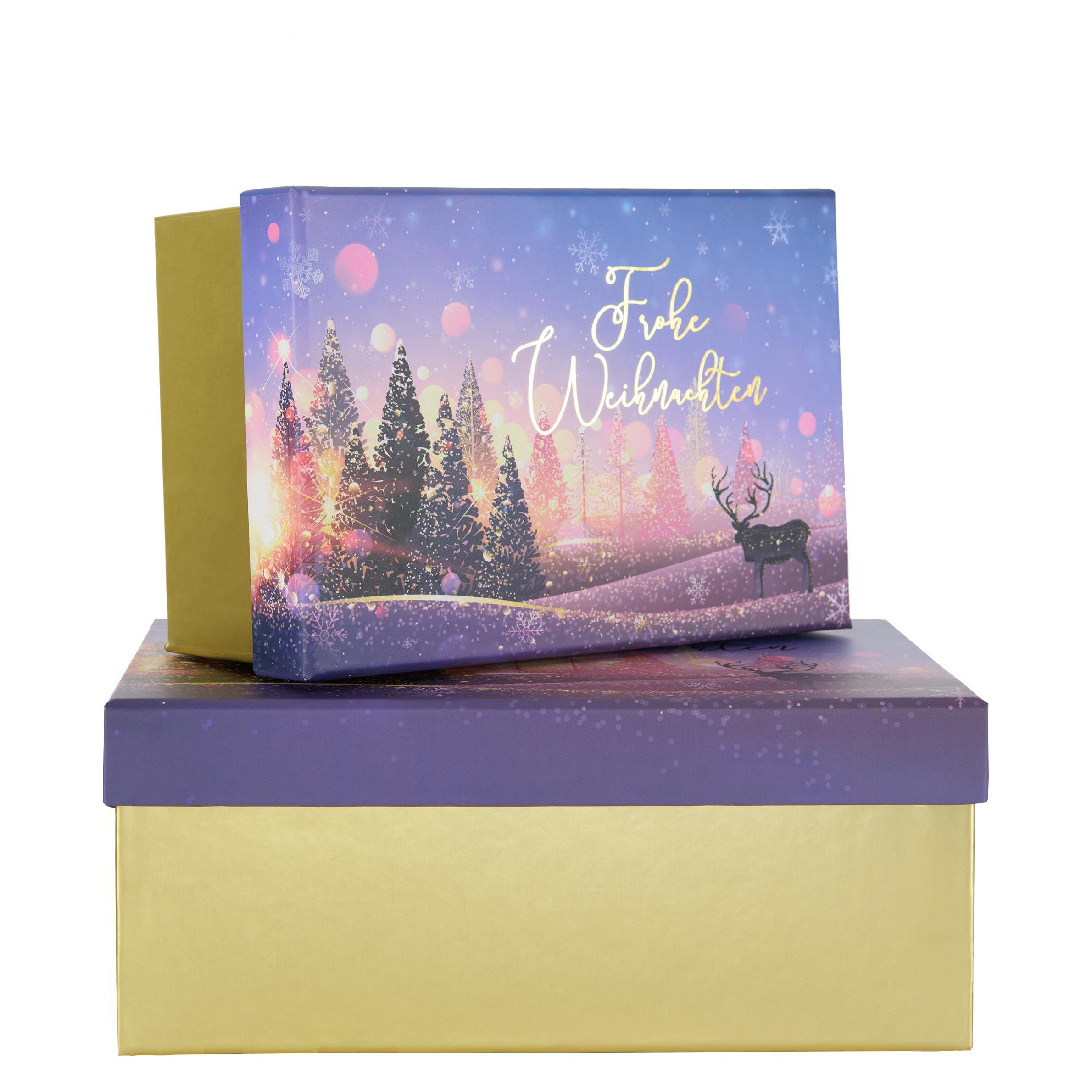 Idena Geschenkboxen Weihnachten lila M: 19x8x13 L: 23x9x15cm 2 Stück (2x) (52918492)