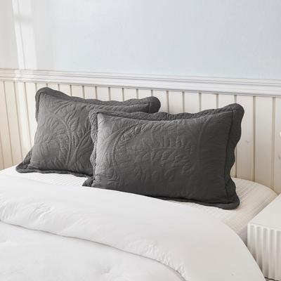 MarCielo 2-Piece 100% Cotton Embroidered Quilted Pillow Shams