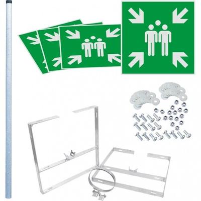Dreifke® Würfelset Rettungszeichen Sammelstelle, 400x400mm, inkl. Pfosten/Befestigung