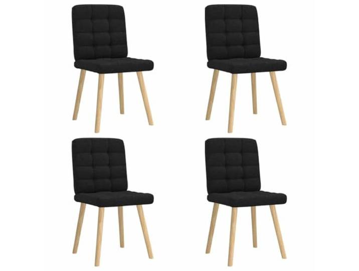 KGHFDVB Esszimmerstühle 4 STK. Schwarz Stoff mit Metall und Holz Gestell Weicher Polyesterbezug, dick gepolstert, stabil, vielseitig nutzbar, elegantes Design