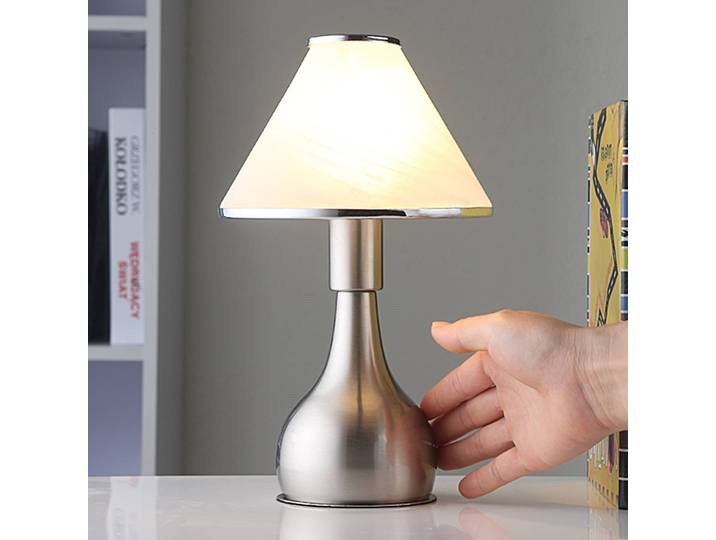 Nachttischlampe Ellen Lindby, weiß / opal, für Schlafzimmer, Metall, Modern, Tischlampe