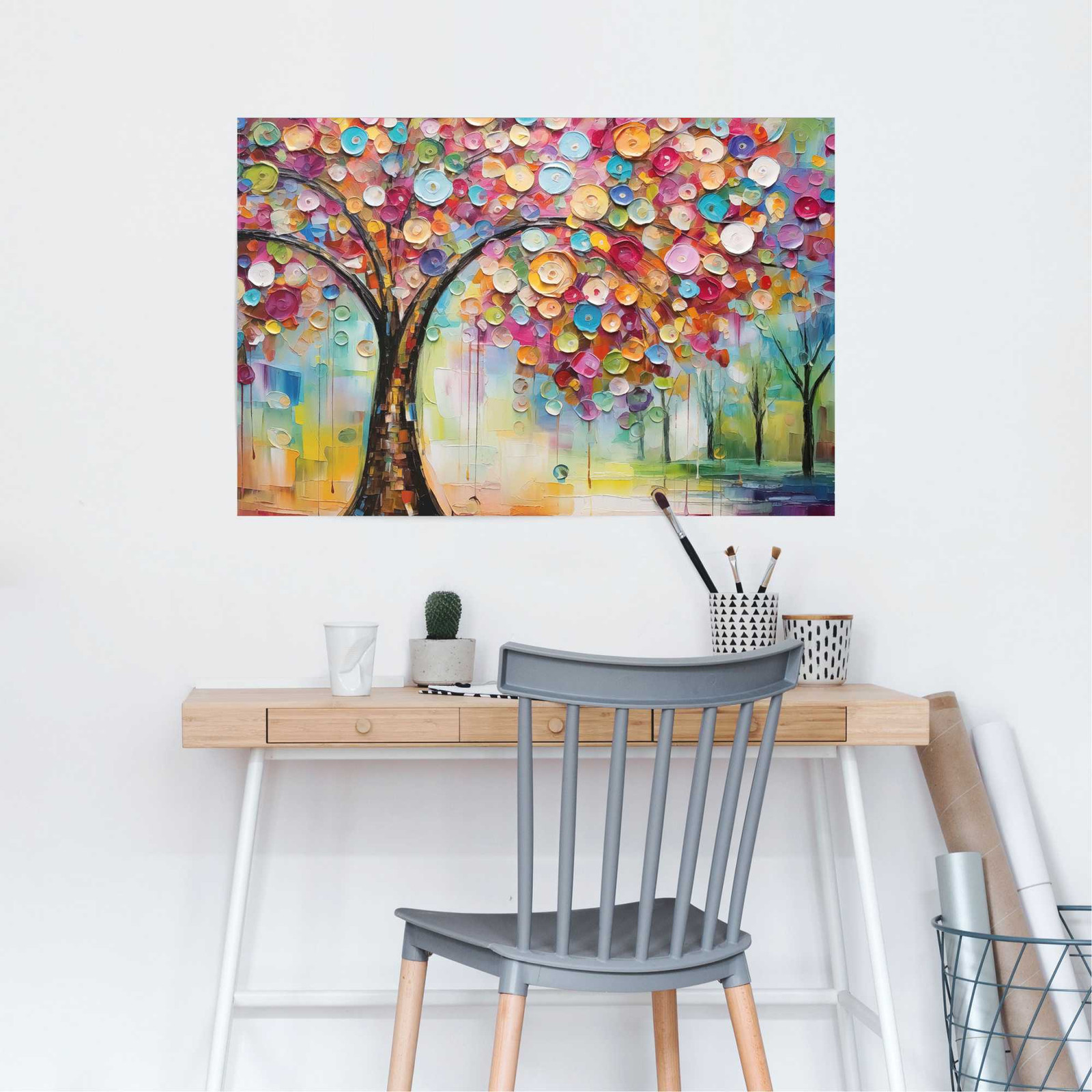 home24 Life Tree Poster in papier, meerdere kleuren, 61 x 92 cm