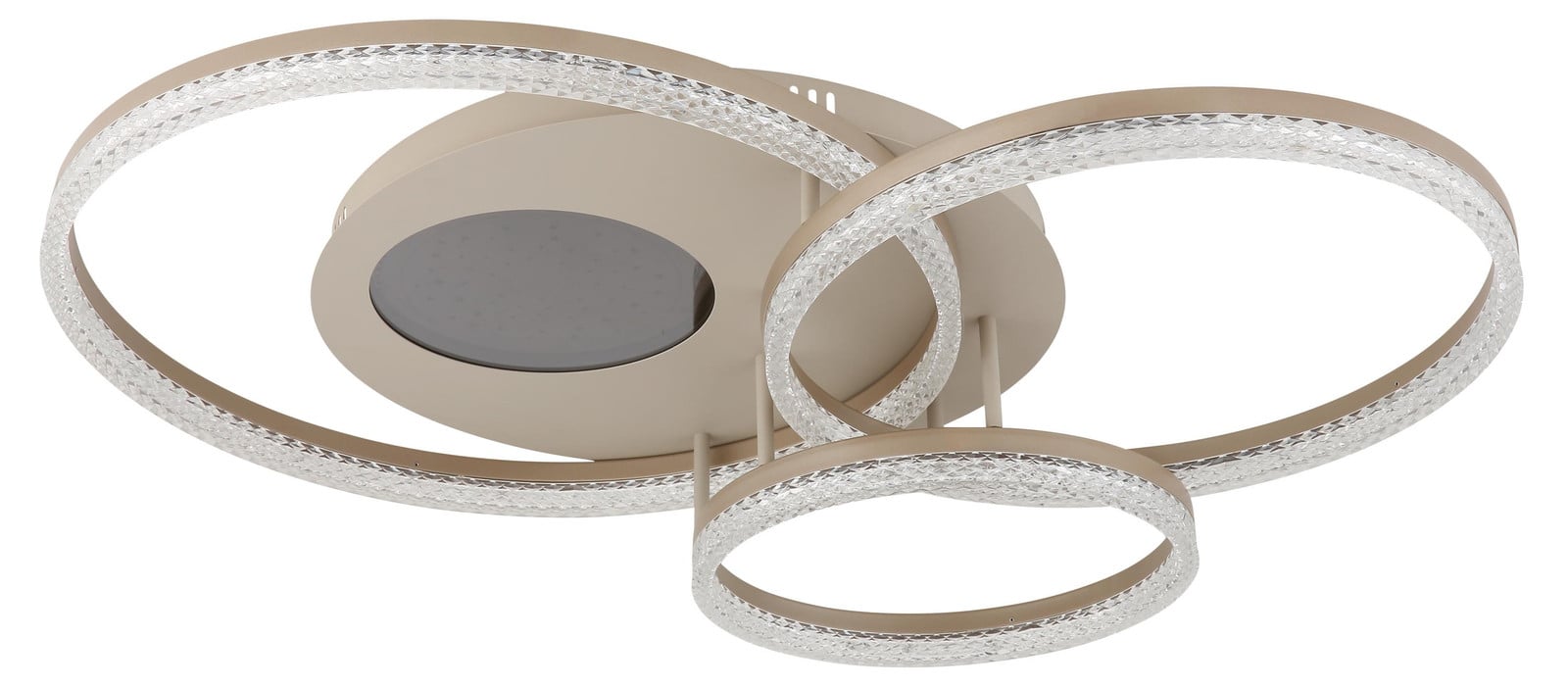 Globo Sanford ronde plafondlamp in beige en bruin met kristal en metaal