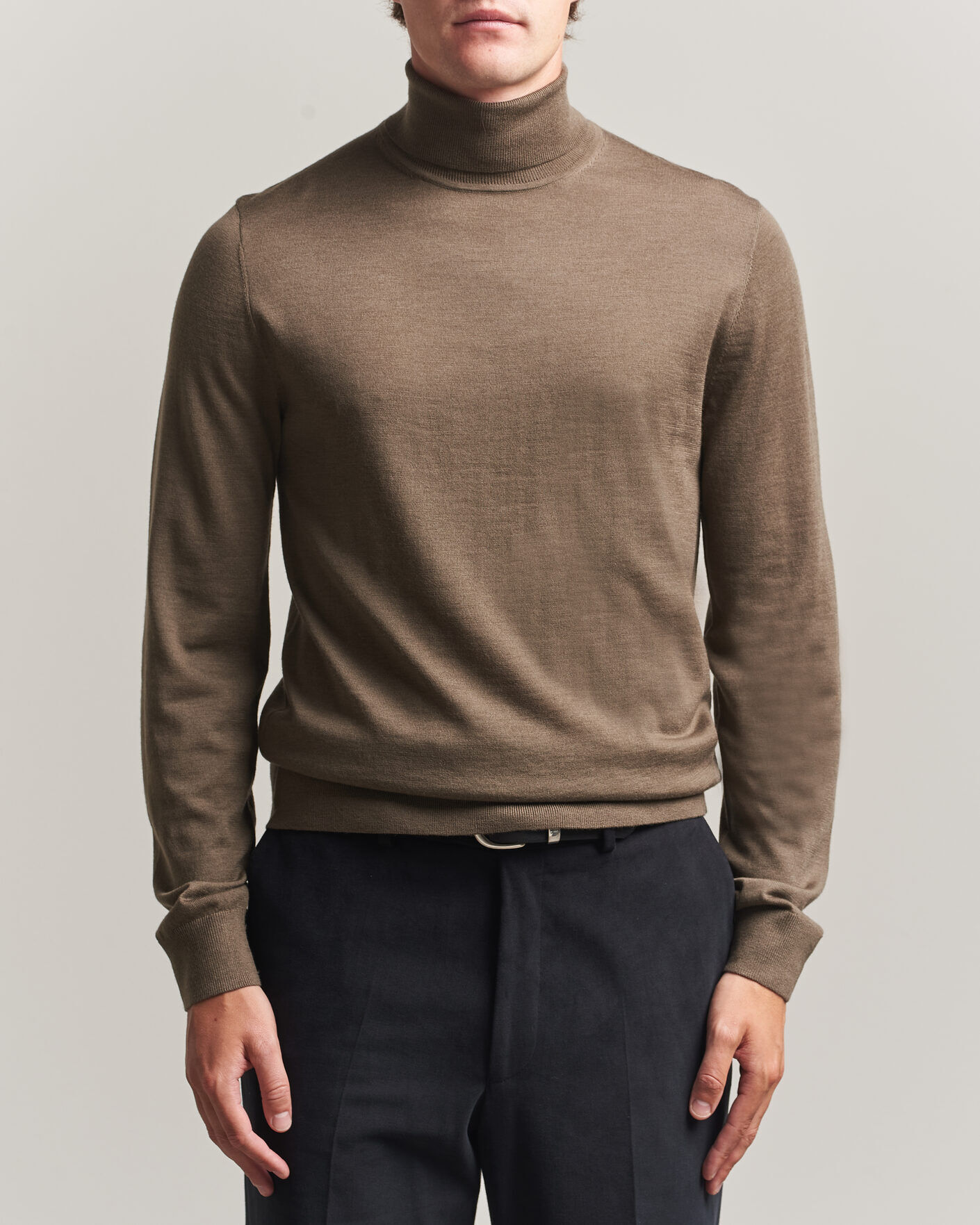 Tiger of Sweden Nevile Extra Fine Merino Polo Aged Timber men M Brun