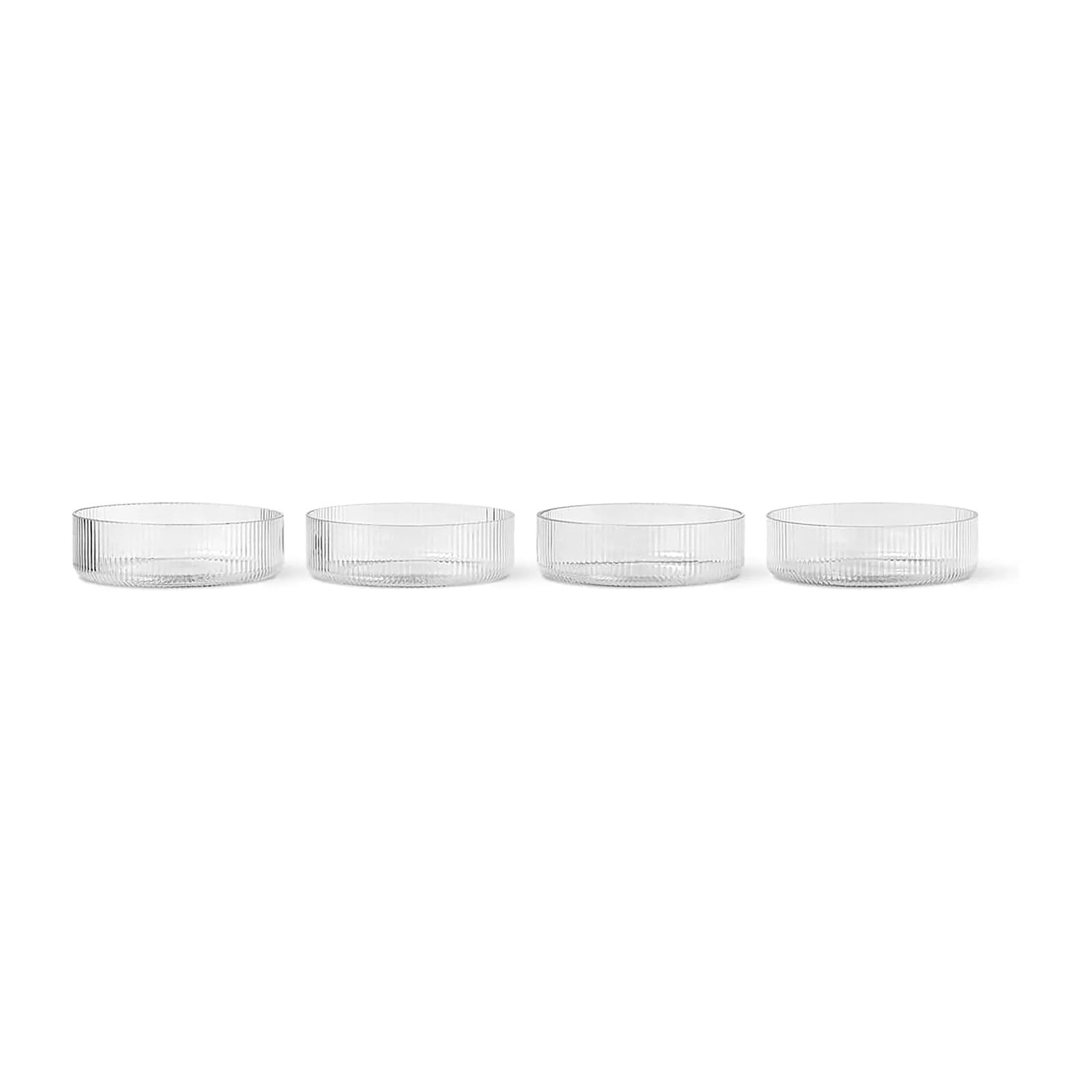 Ferm Living Ripple ontbijtschalen 4-pack transparant glas