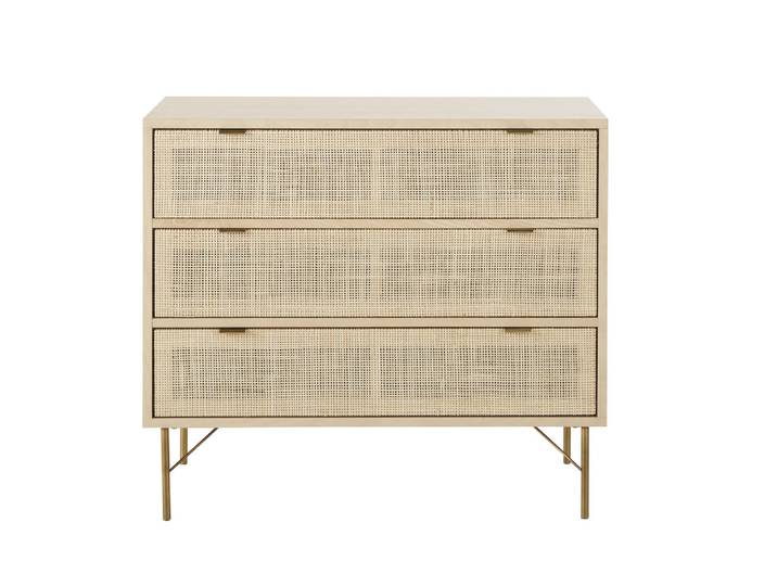 Commode 3 tiroirs cannage en rotin L90