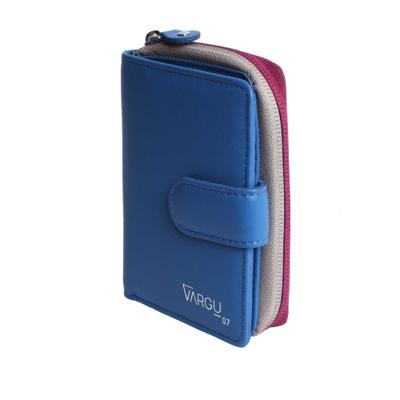 Geldbörse VARGU "VINEM 1-A", Damen, blau (blau, cranberry), Rindsleder, Kleinlederwaren, LGW zertifiziertes Leder