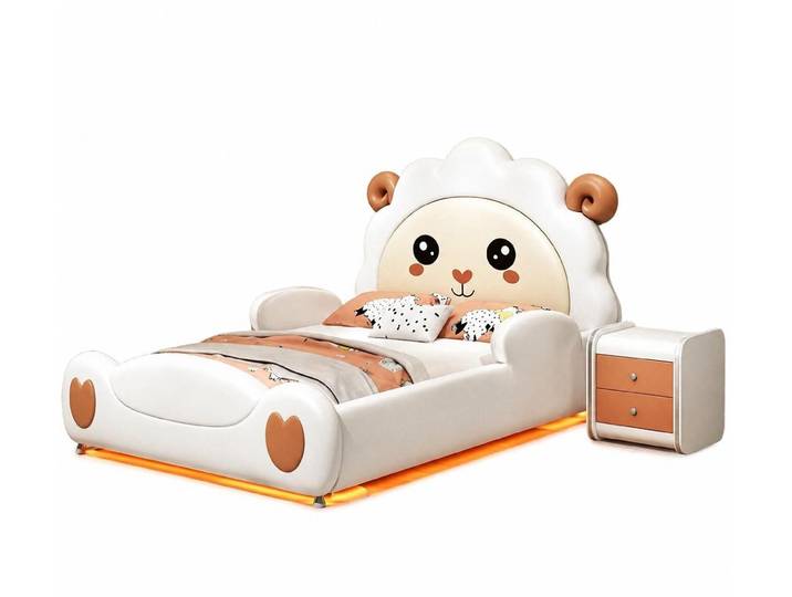 Xlmoebel Kinderbett Weißes Kinderbett mit Schafdesign und integrierter Beleuchtung, Made in Europa