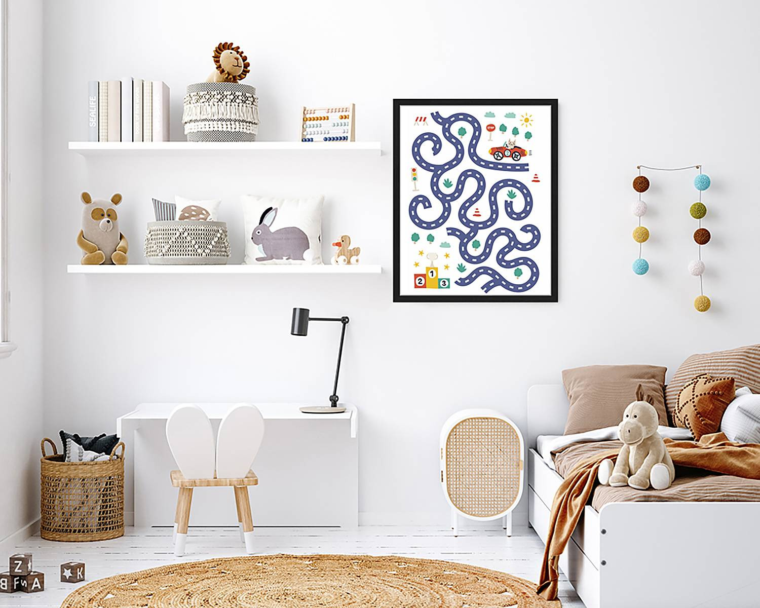 home24 Car Maze abstracte wanddecoratie multicolor 43 x 53 cm