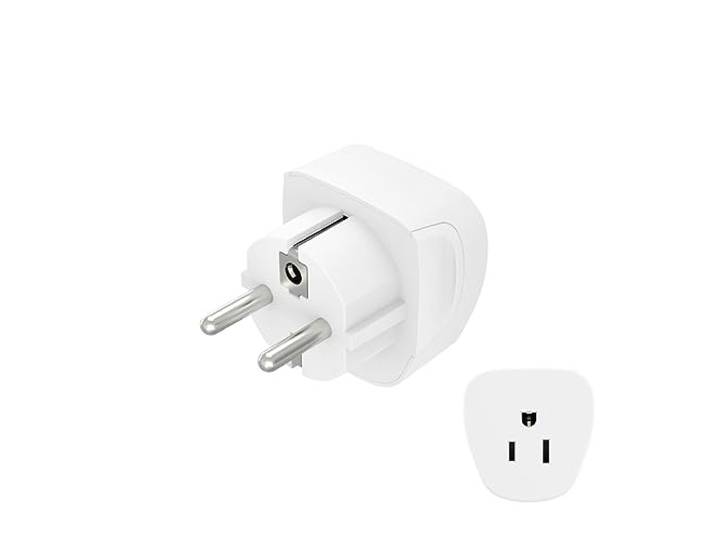Hama Reiseadapter Typ E und F, Reisestecker USA/Kanada/Amerika/Japan/etc. nach Europa (universal, einsetzbar in den meisten europäischen Ländern und vielen weiteren, 3polig) weiß