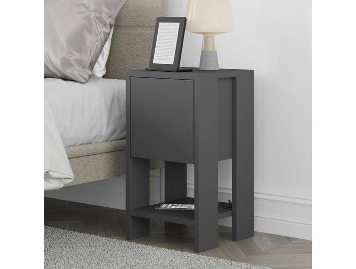 Table de chevet 1 porte abattante MARFA - Anthracite