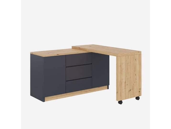 MEUBLES COSY Bureau pivotant multifonctionnel en MDF gris et chêne