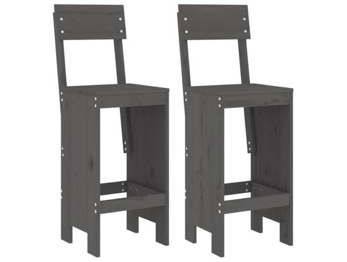 KUTYWEXFM Barhocker 2er Set Grau 40x48,5x115,5 cm Kiefernholz Stuhl Rustikale Tresenstühle für Garten und Terrasse bieten mit 75 cm Sitzhöhe und Rückenstütze bequemen Halt beim Essen.