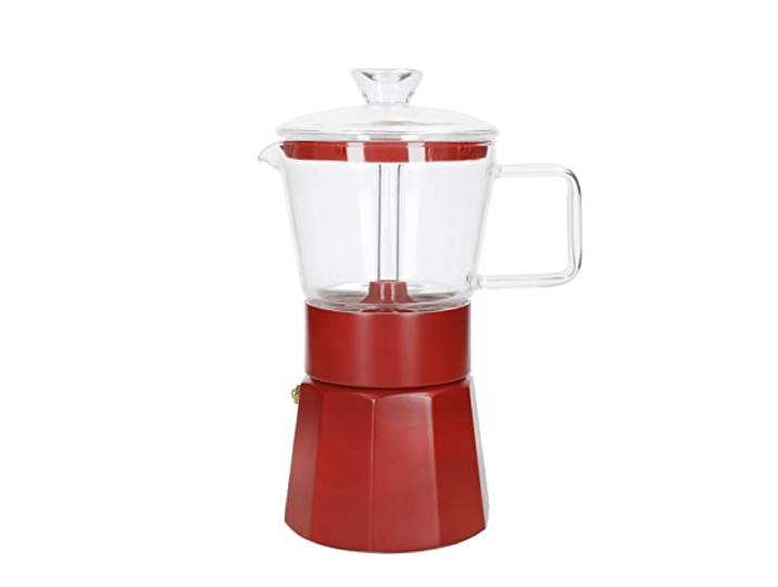La Cafetière Verona Machine à expresso en verre\, rouge\, 6 tasses\, coffret cadeau