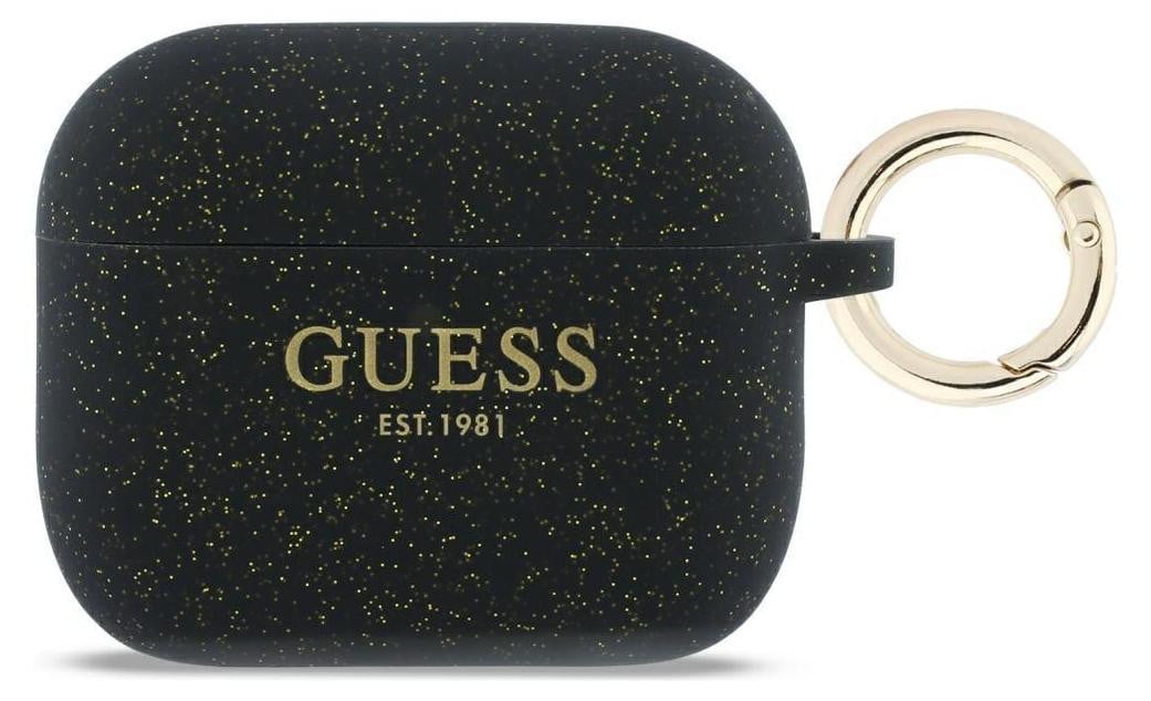 Guess Silicone Glitter Case voor AirPods Pro 3, zwart