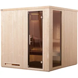 Weka Sauna Halmstad 2 mit Glastür + Fenster und Fronteinstieg - 68 mm Ohne Ofen