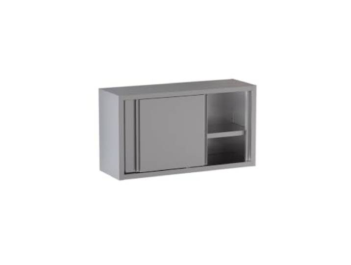 GastroHero Wandhängeschrank 100x40x65 cm, Edelstahl WHS-ECO1040 Schiebetüren, hohe Tragkraft, AISI 430, höhenverstellbarer Zwischenboden, Küche Gastronomie Wandschrank