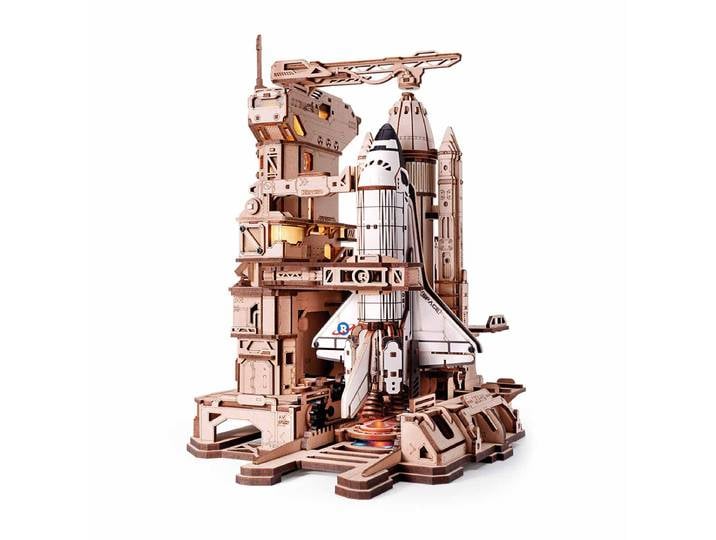 Robotime Space Shuttle, puzzle 3D en bois, tour de lancement de fusée mobile, projet de construction mécanique, décoration pour la maison et le bureau, pour adultes et adolescents