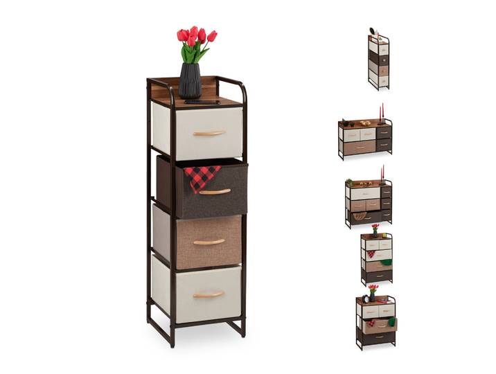 Schubladenschrank Design F Beige-Braun-Hellbraun