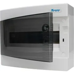 Kopp 350911047 Aufputz-Verteilerkasten, mit Tür, mit Klemmleiste und Zubehör, Farbe: grau/schwarz