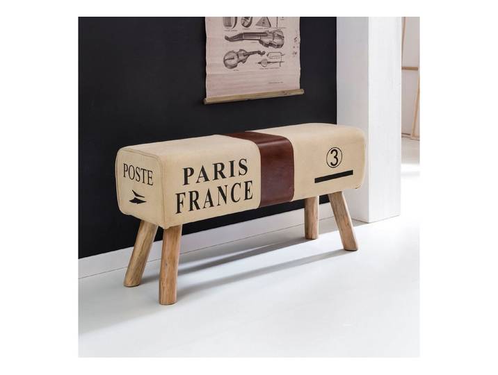 freiraum Sitzbank CANVAS, in Beige-Braun, Bezugsstoff / Massivholz - 91x51x30cm (BxHxT)