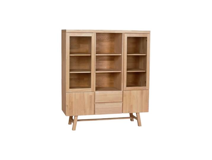 Hochwertiger Vitrinenschrank „Brooklyn“ aus massiver Eiche Eiche Natural Rowico