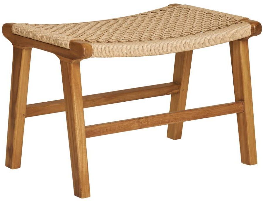 Pharao24.de Beistellhocker Sitzhocker in Beige und Teakfarben